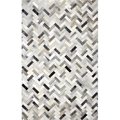 Bashian Bashian H112-ASH-4X6-H12 Santa Fe Collection Chevron Contemporary Leather Hand Stitched Area Rug; Ash - 4 x 6 ft. H112-ASH-4X6-H12